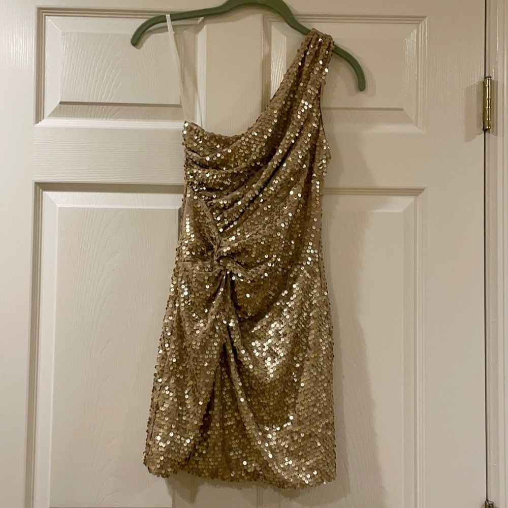 Gold sparkle one shoulder dress - Picture 1 of 3